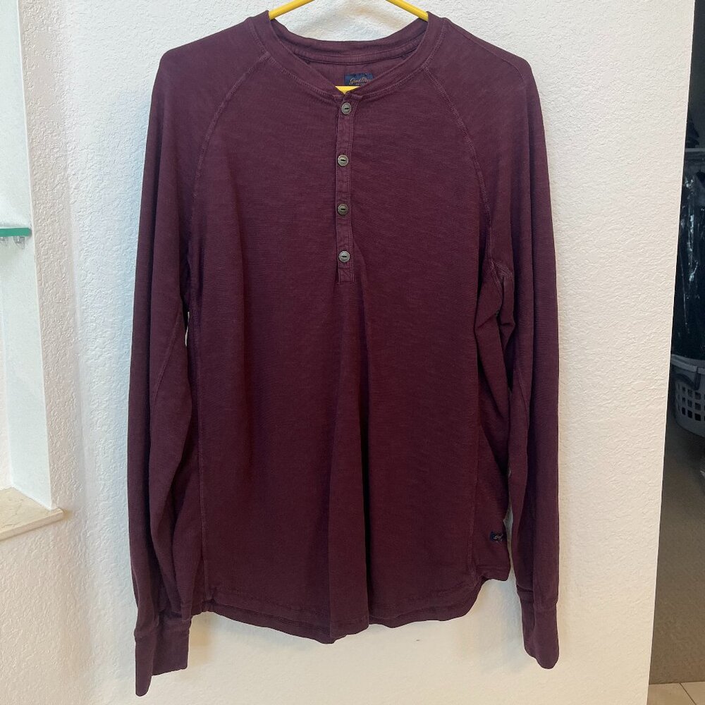 Goodman Burgundy Henley Long Sleeve Shirt - Mens Large